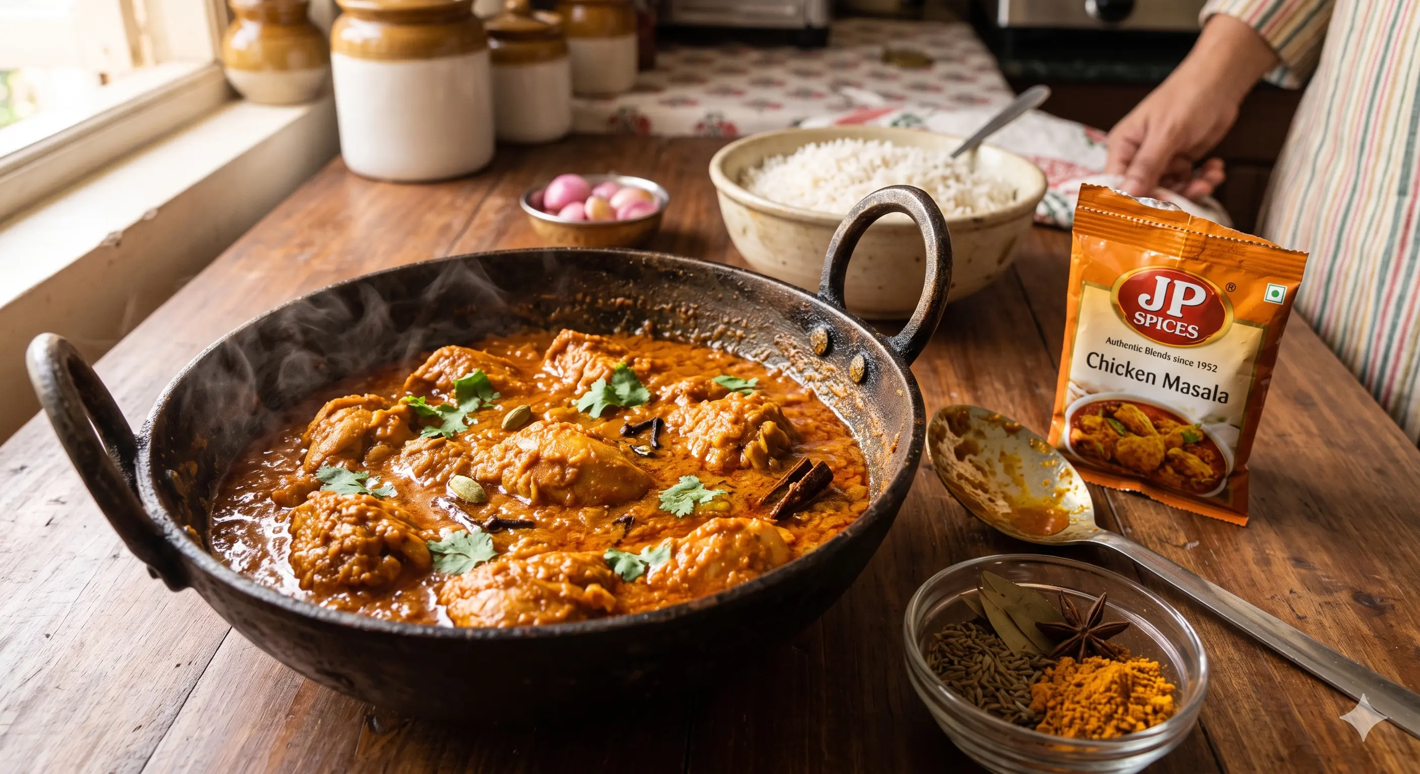 Freshly cooked spiced dish